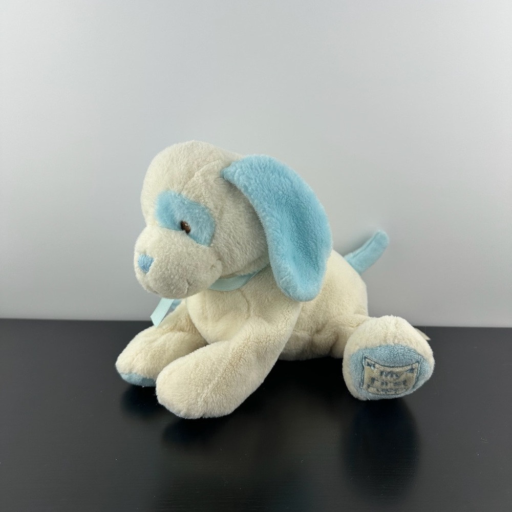 Toys R Us Animal Alley My First Puppy 10” Blue Bow Plush Stuffed Dog Paws Attach